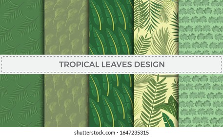Tropical Leaves Pattern Set Premium Vector Desing