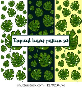 Tropical leaves pattern set. Summer pattern.