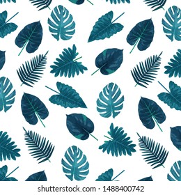 Tropical leaves pattern for textile design. Tropical leaves background