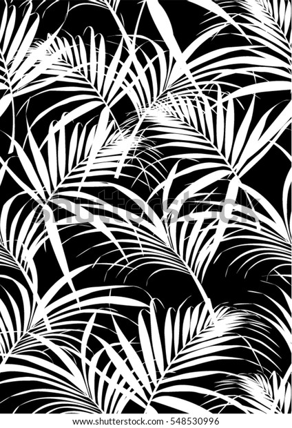 Tropical leaves\
pattern in vector and black\
color.