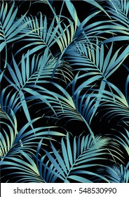 Tropical leaves pattern in vector and green color.