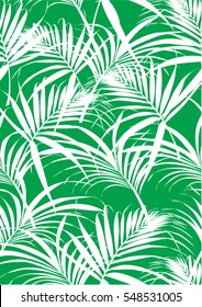 Tropical leaves pattern in vector and green color.