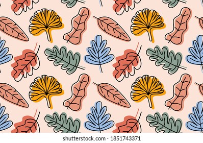 Tropical leaves pattern. Vector illustration