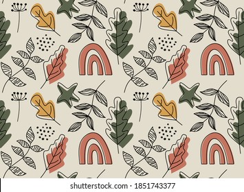 Tropical leaves pattern. Vector illustration