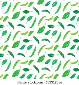 Tropical leaves  pattern. Vector illustration.