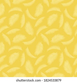 Tropical leaves pattern with yellow background