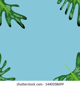 Tropical leaves realistic seamless pattern. Hawaiian exotic background with tropical plants.