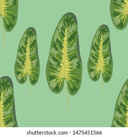 Tropical leaves realistic seamless pattern. Hawaiian exotic background with tropical plants.