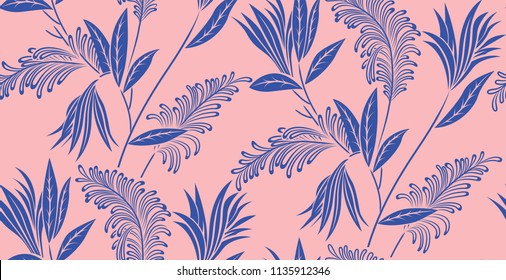 Tropical leaves repeat pattern wallpaper