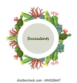 Tropical leaves round wreath card Vector Summer exotic invitations