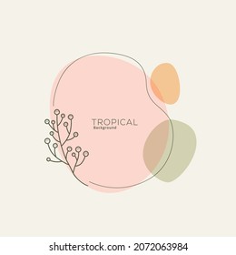 Tropical leaves with rounded element background vector illustration