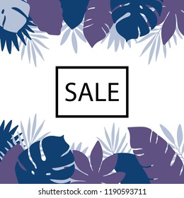 Tropical leaves sale vector illustration jungle plants palm monstera