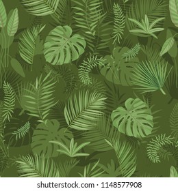 Tropical leaves seamless background