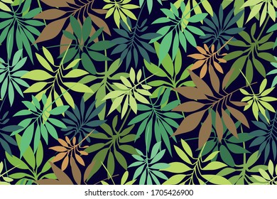 Tropical leaves seamless background pattern. Vector floral design. Textile, fabric, wallpaper