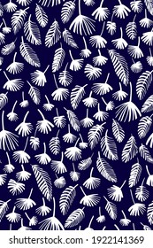 Tropical leaves seamless background pattern. Vector illustration,Palm leaves hand drawn.