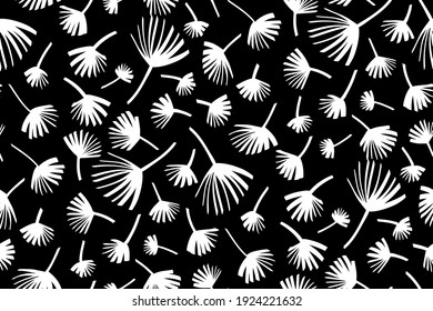 Tropical leaves seamless background pattern. Vector illustration,Palm leaves hand drawn.