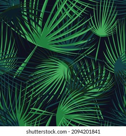 Tropical leaves seamless background. Vector floral pattern background.