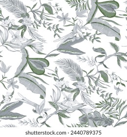 Tropical leaves Seamless cute pattern for  textiles, fashion fabrics

