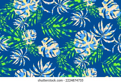 Tropical Leaves with Seamless Jaguar Pattern with Botanical Effect, seamless pattern floral designed for shirt, fashionable suitable for printing on surface wallpaper, leaf , tropic african safari 