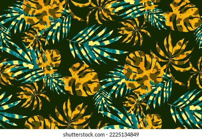 Tropical Leaves with Seamless Jaguar Pattern with Botanical Effect, seamless pattern floral designed for shirt, fashionable suitable for printing on surface wallpaper, leaf , tropic african safari 