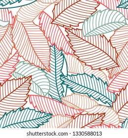 Tropical leaves seamless pattern 