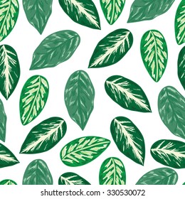 Tropical leaves seamless pattern.