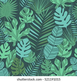 tropical leaves seamless pattern