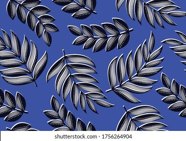 Tropical Leaves Seamless Pattern,  african fashion, picture art and abstract background.