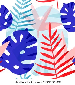 Tropical leaves seamless pattern background texture
