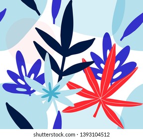 Tropical leaves seamless pattern background texture