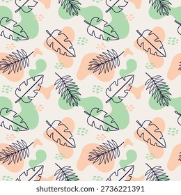 Tropical leaves seamless pattern with banana leaves.  design for fabric, wrapping, textile, wallpaper. Vector Illustration