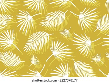 Tropical leaves seamless pattern. Botanical background. Sun-scorched leaves. Vector pattern for printing on fabric and paper. 