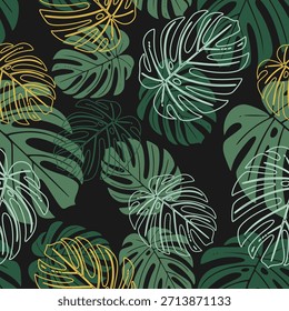 Tropical leaves seamless pattern. design for fabric, wrapping, textile, wallpaper. Vector Illustration