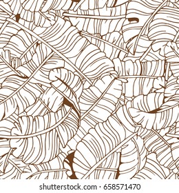 Tropical Leaves Seamless Pattern. Exotic Palm Leaves Background. Hand Drawn illustration.