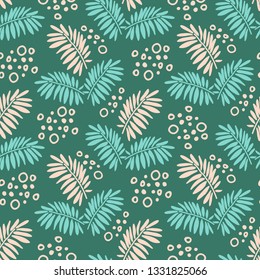 Tropical leaves. Seamless pattern. Flat vector Illustration. Design element for fabric, wallpaper or gift wrap.