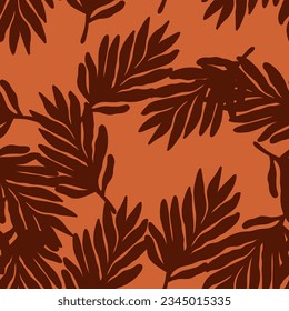 Tropical leaves seamless pattern. Floral backdrop. Matisse inspired decoration wallpaper. Simple organic shape background. Design for fabric , textile print, surface, wrapping, cover.