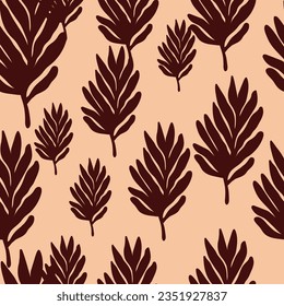 Tropical leaves seamless pattern. Floral backdrop. Matisse inspired decoration wallpaper. Simple organic shape background. Design for fabric , textile print, surface, wrapping, cover.