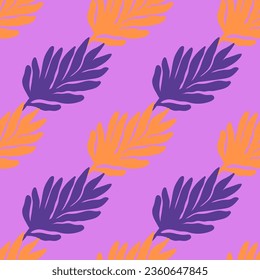 Tropical leaves seamless pattern. Floral backdrop. Matisse inspired decoration wallpaper. Simple organic shape background. Design for fabric , textile print, surface, wrapping, cover.