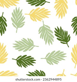 Tropical leaves seamless pattern. Floral backdrop. Matisse inspired decoration wallpaper. Simple organic shape background. Design for fabric , textile print, surface, wrapping, cover.
