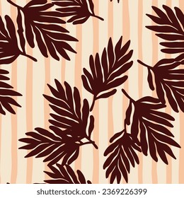 Las hojas tropicales son un patrón impecable. Fondo floral. Papel pintado de decoración inspirado en Matisse. Fondo de forma orgánico simple. Diseño para tela, impresión textil, superficie, envoltura, cubierta.