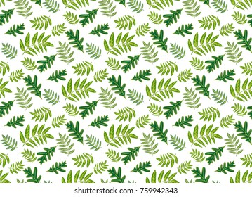 Tropical leaves seamless pattern. Floral jungle background. Vector illustration