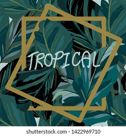 Tropical leaves seamless pattern, illustration vector by freehand doodle comic art,for textile print or backdrop or celebrated card background