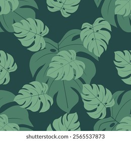 Tropical leaves seamless pattern. Tropical leaves illustration. Tropical leaves background. Perfect for fabrics, textile, wallpaper, and decor. SSTKbackgrounds 