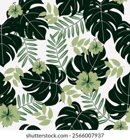 Tropical leaves seamless pattern. Tropical leaves illustration. Tropical leaves background. Perfect for fabrics, textile, wallpaper, and decor. SSTKbackgrounds