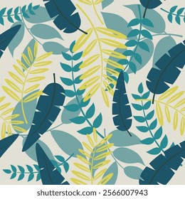 Tropical leaves seamless pattern. Tropical leaves illustration. Tropical leaves background. Perfect for fabrics, textile, wallpaper, and decor. SSTKbackgrounds