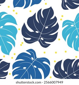 Tropical leaves seamless pattern. Tropical leaves illustration. Tropical leaves background. Perfect for fabrics, textile, wallpaper, and decor. SSTKbackgrounds