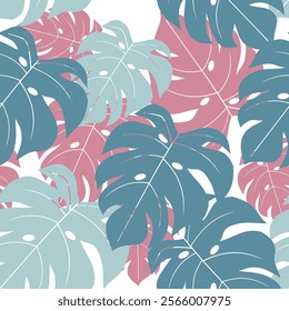 Tropical leaves seamless pattern. Tropical leaves illustration. Tropical leaves background. Perfect for fabrics, textile, wallpaper, and decor. SSTKbackgrounds