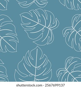 Tropical leaves seamless pattern. Tropical leaves illustration. Tropical leaves background. Perfect for fabric, textile, wallpaper, and decor. SSTKbackgrounds
