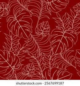 Tropical leaves seamless pattern. Tropical leaves illustration. Tropical leaves background. Perfect for fabric, textile, wallpaper, and decor. SSTKbackgrounds