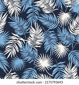 Tropical leaves seamless pattern. Jungle floral vector illustration. Abstract botanical background. Palm trees branches fashion print for fabric, package, paper